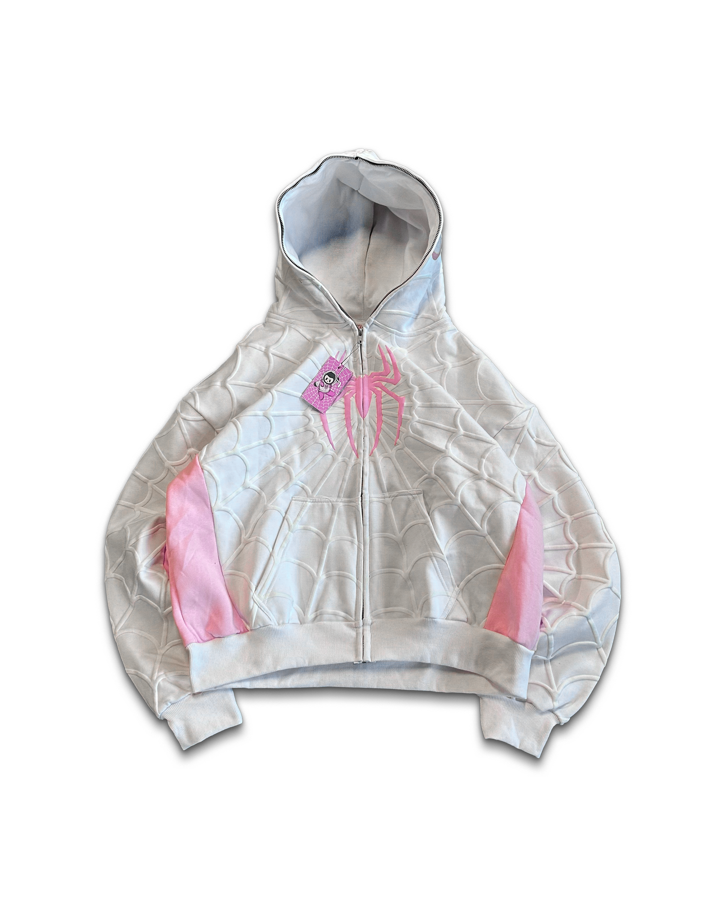 White & Pink Zip-Up Jacket
